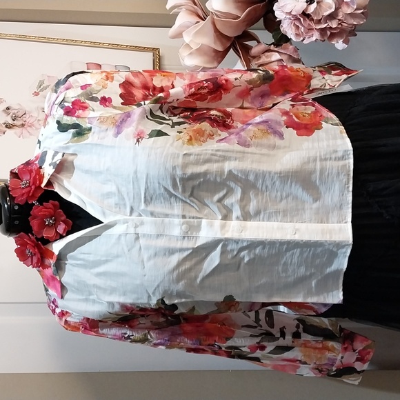 Nwt XL & Large JOIE Sheer White Floral Button Down Shirt - Picture 8 of 16